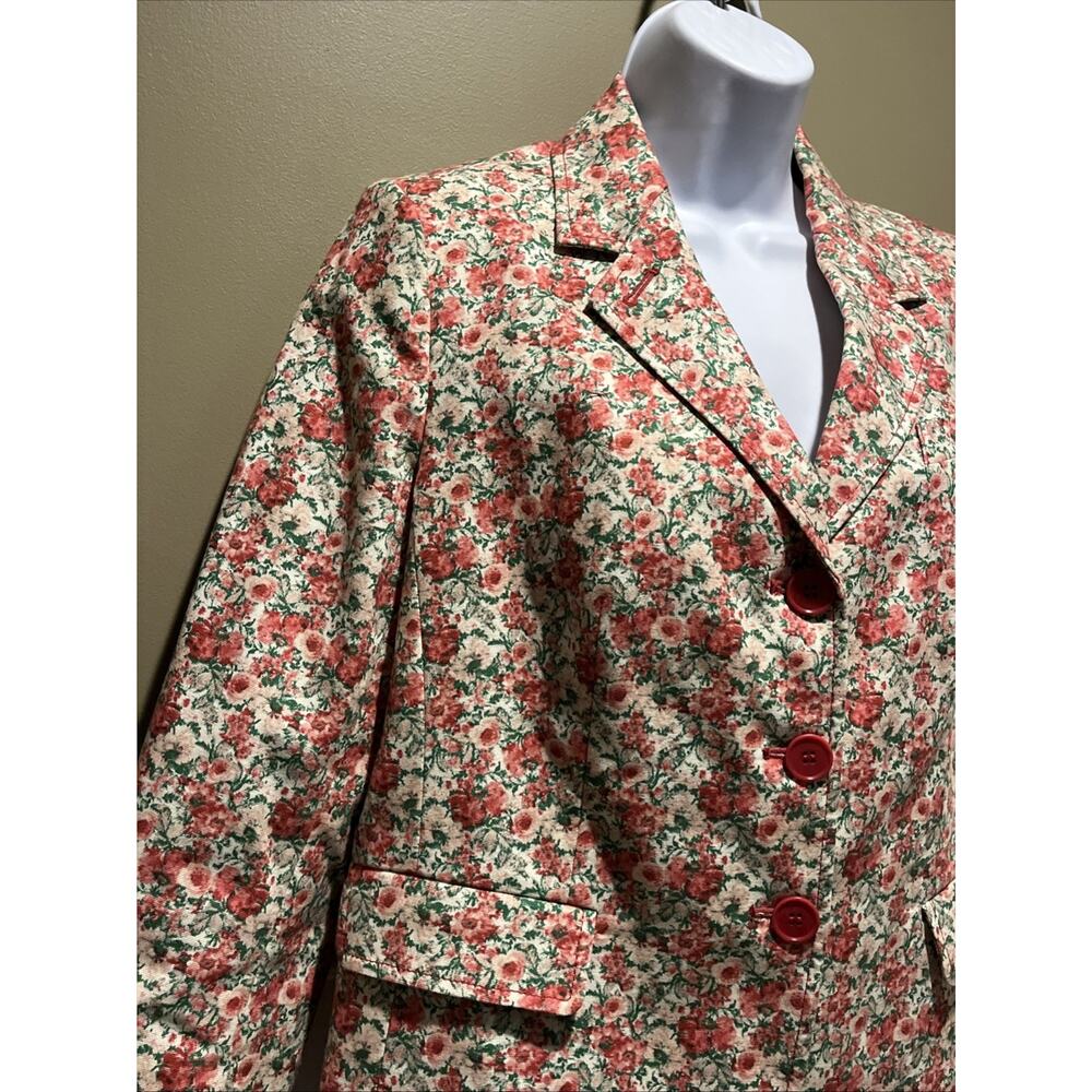 Talbots Cute Spring Floral Blazer Jacket Size 12P Red Pink Green Career - Picture 4 of 12